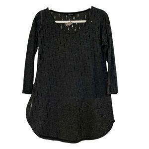 NWT Yak N Yeti Distressed Gray 3/4 Sleeve Tunic Blouse Small
